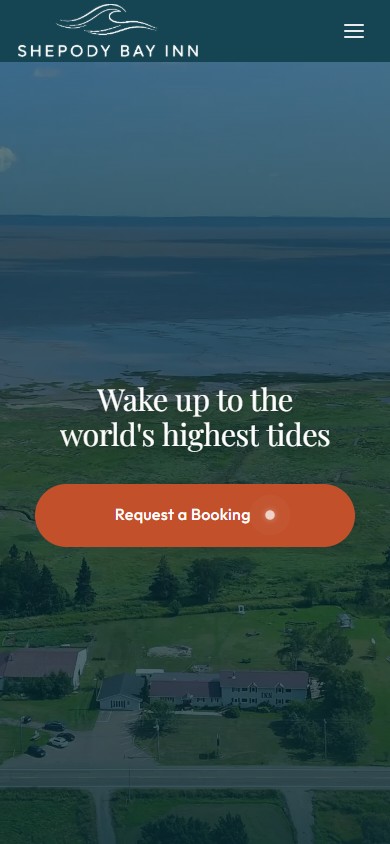 The new homepage on a phone: the video framed for a portrait screen, the headline and booking button readable without zooming.