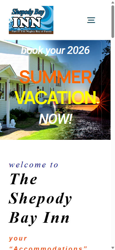 The old homepage on a phone: the desktop layout shrunk down, with small text and a slider.